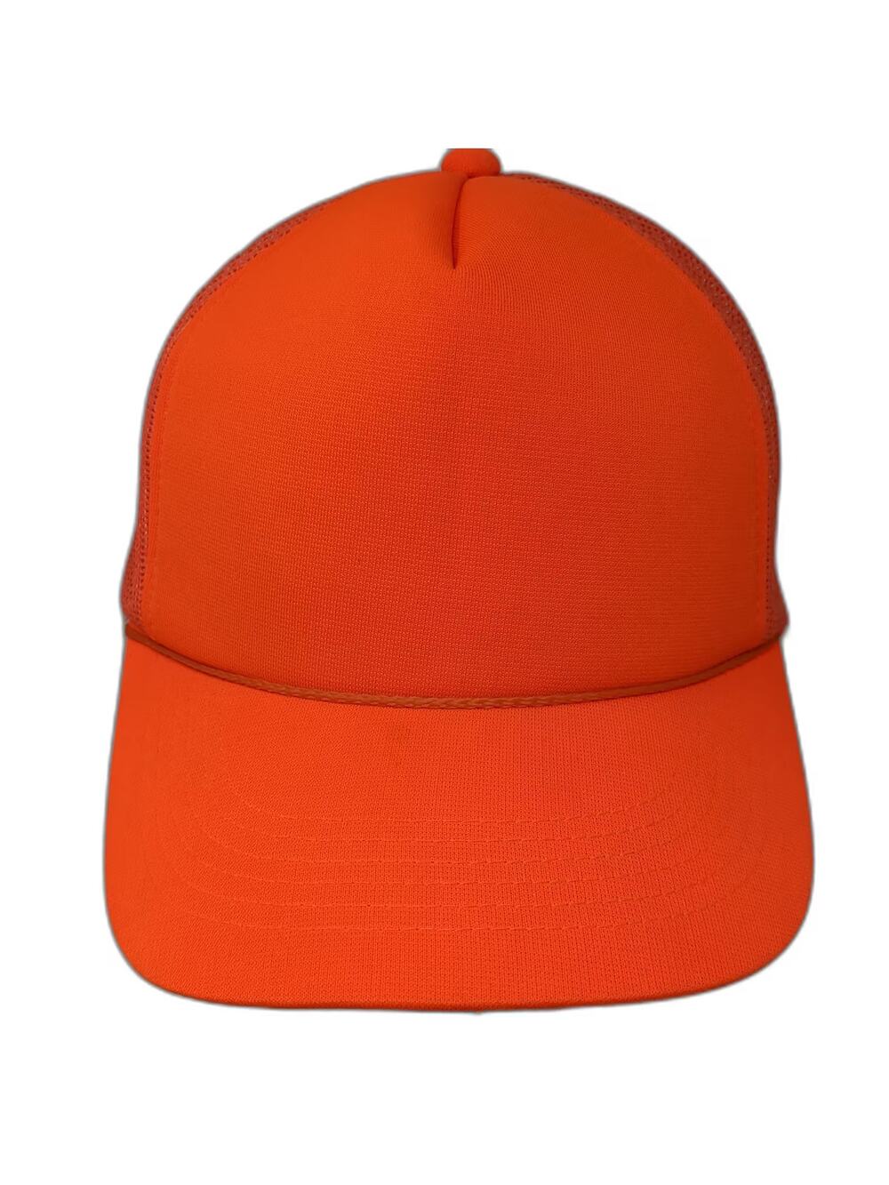 OC Blank Trucker Hat Orange One Size Foam Mesh Braid Snapback Adjustable Crown